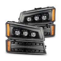 AlphaRex 03-06 Chevy Silverado 1500/2500HD/3500HD/Avalanche Alpha-Black NOVA LED Proj Headlights - Burkken Auto Parts