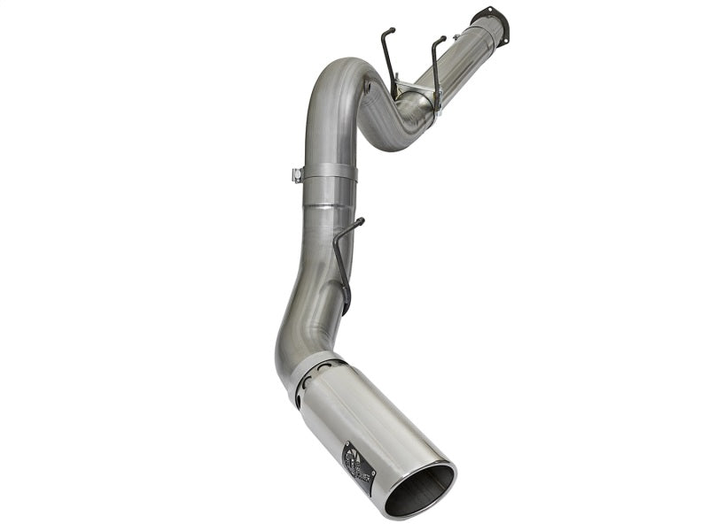 aFe LARGE BORE HD 5in 409-SS DPF-Back Exhaust w/Polished Tip 2017 Ford Diesel Trucks V8 6.7L (td) - Burkken Auto Parts