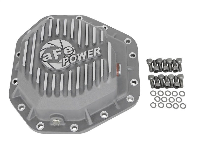 aFe Power Street Ser Rear Diff Cover Raw w/Mach Fin 2017 Ford Diesel Trucks V8-6.7L(td) Dana M275-14 - Burkken Auto Parts