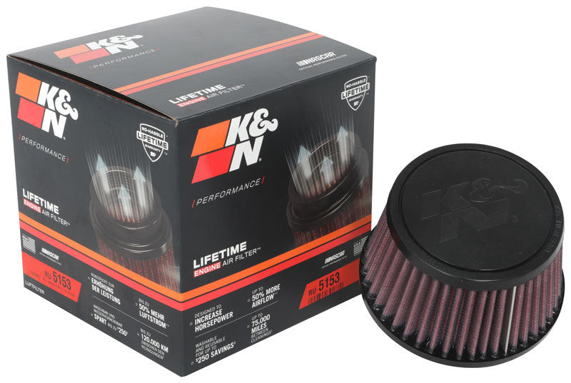 K&N Universal Clamp-On Air Filter 3-15/16in FLG / 5-1/2in B / 4-1/2in T / 3-1/4in H - Burkken Auto Parts
