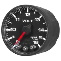 AutoMeter Gauge Voltmeter 2-1/16in. 16V Stepper Motor W/Peak & Warn Blk/Blk Spek-Pro - Burkken Auto Parts