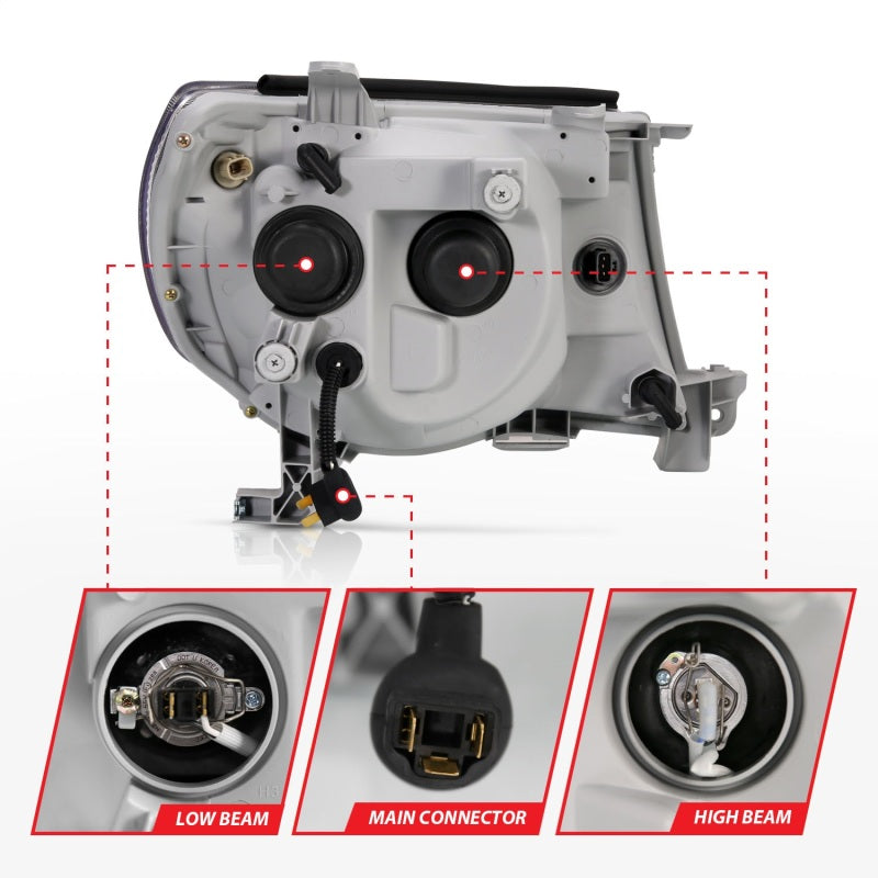 ANZO 2005-2011 Toyota Tacoma Projector Headlights w/ Halo Black - Burkken Auto Parts