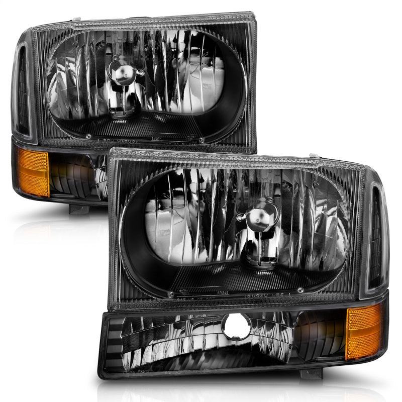 ANZO 2000-2004 Ford Excursion Crystal Headlights Black - Burkken Auto Parts