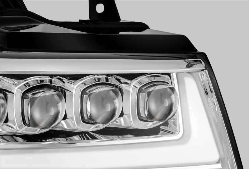 AlphaRex 07-13 Chevy Avalanche NOVA LED Proj Headlights Plank Style Design Chrome w/Activ Light/DRL - Burkken Auto Parts