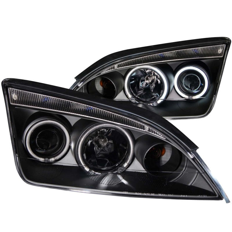 ANZO 2005-2007 Ford Focus Projector Headlights w/ Halo Black - Burkken Auto Parts
