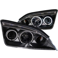 ANZO 2005-2007 Ford Focus Projector Headlights w/ Halo Black - Burkken Auto Parts