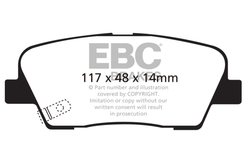 EBC 11+ Hyundai Equus 4.6 Redstuff Rear Brake Pads - Burkken Auto Parts