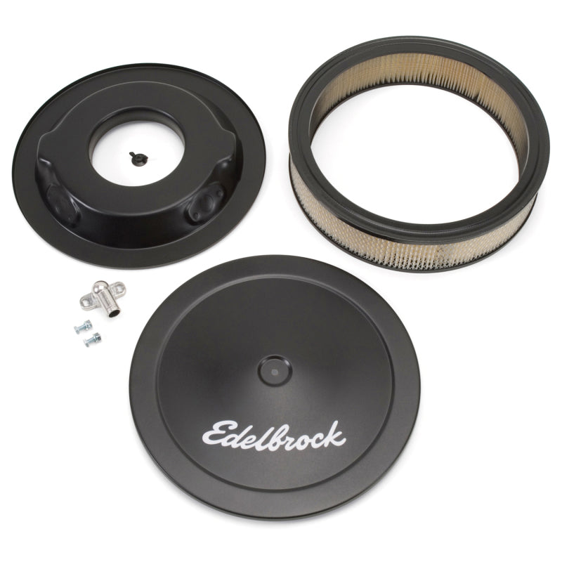 Edelbrock Air Cleaner Pro-Flo Series Round Steel Top Paper Element 14In Dia X 3 75In Dropped Base - Burkken Auto Parts