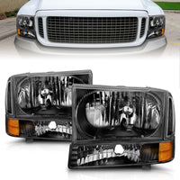 ANZO 2000-2004 Ford Excursion Crystal Headlights Black - Burkken Auto Parts