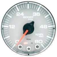 Autometer Spek-Pro Gauge Boost 2 1/16in 60psi Stepper Motor W/Peak & Warn Slvr/Chrm - Burkken Auto Parts