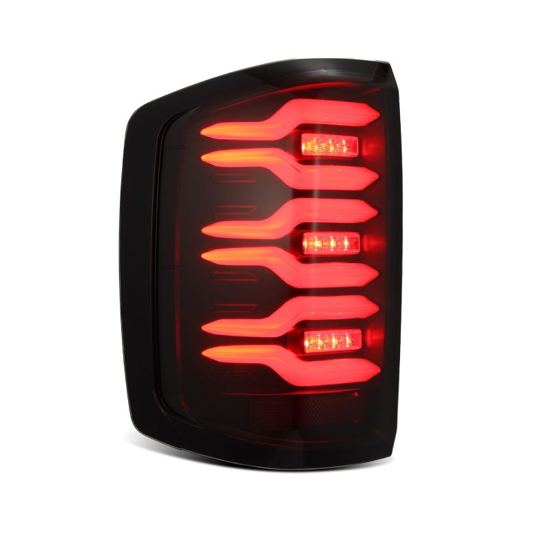 AlphaRex 14-18 Chevrolet Silverado Luxx-Series LED Tail Lights Black w/Activ Light/Seq Signal - Burkken Auto Parts