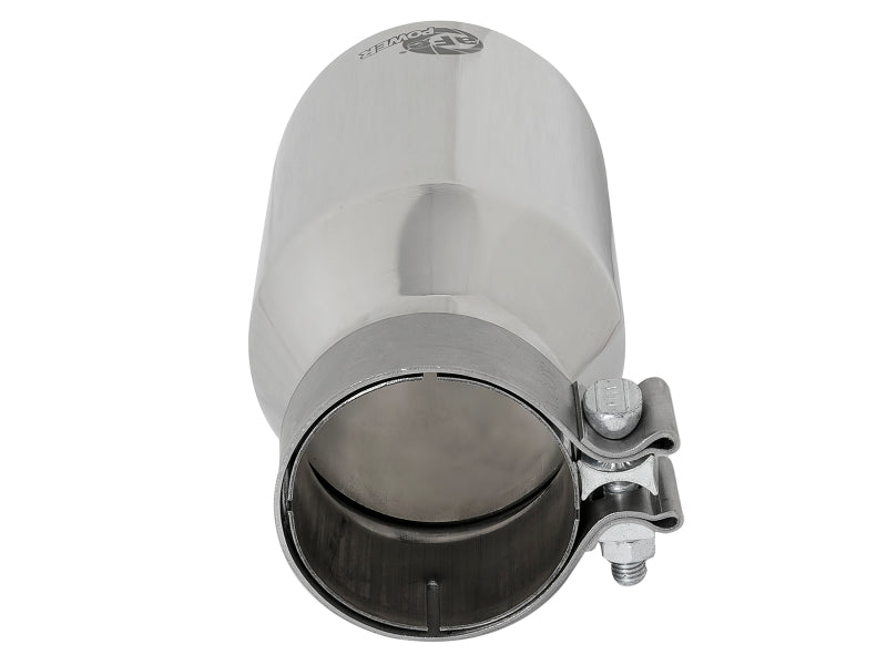 aFe MACH Force-Xp Univ 304 SS Double-Wall Clamp-On Exhaust Tip - Polished - 3in Inlet - 4.5in Outlet - Burkken Auto Parts