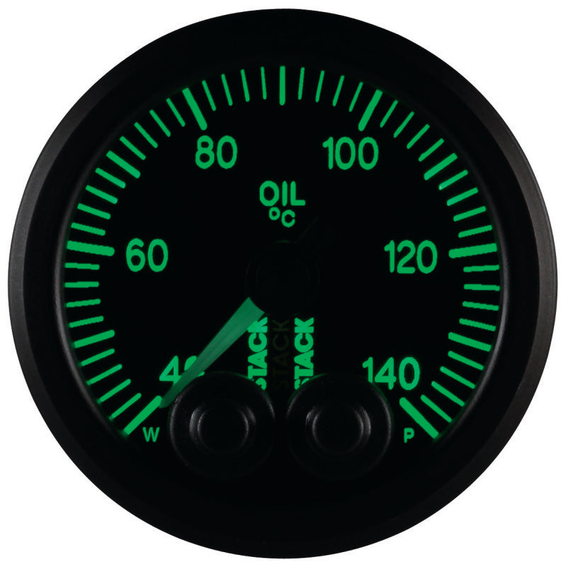 Autometer Stack 52mm 40-140 Deg C 1/8in NPTF Male Pro-Control Oil Temp Gauge - Black - Burkken Auto Parts