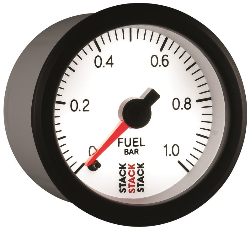 Autometer Stack 52mm 0-1 Bar M10 Male Pro Stepper Motor Fuel Pressure Gauge - White - Burkken Auto Parts