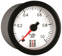 Autometer Stack 52mm 0-1 Bar M10 Male Pro Stepper Motor Fuel Pressure Gauge - White - Burkken Auto Parts