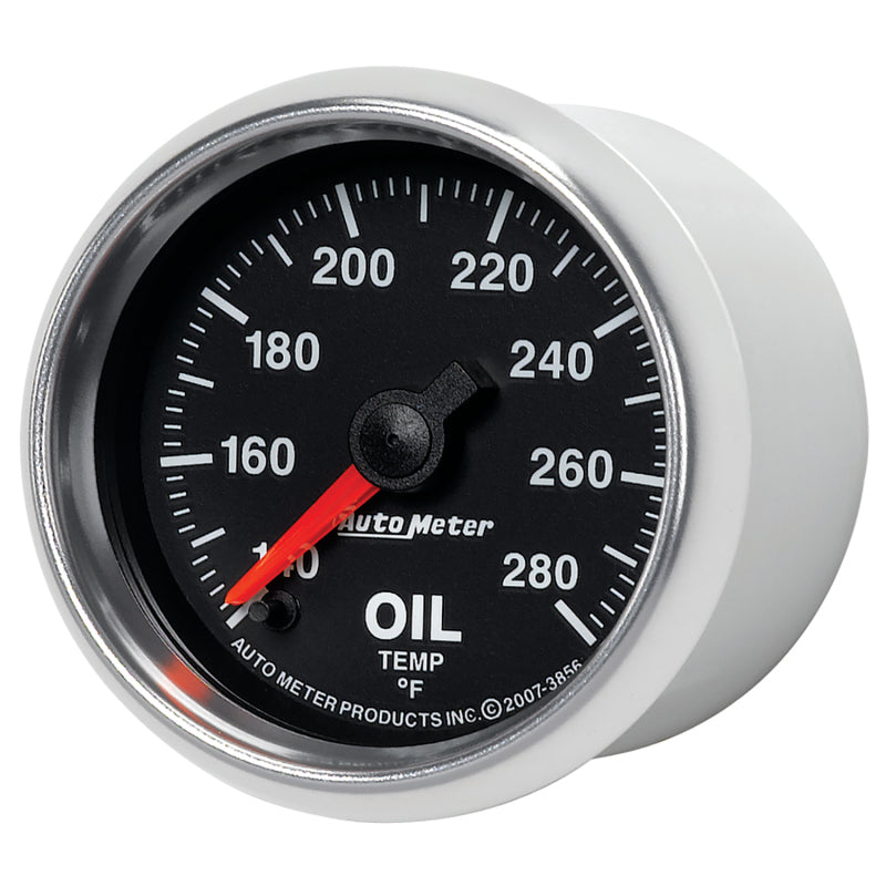 Autometer GS Series 2-1/16in Oil Temperature Gauge 140-280 Degrees Electric Full Sweep - Burkken Auto Parts