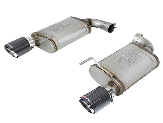 aFe MACH Force Xp SS Axle Back Exhaust System w/ Carbon Fiber Tips 15-17 Ford Mustang GT V8-5.0L - Burkken Auto Parts