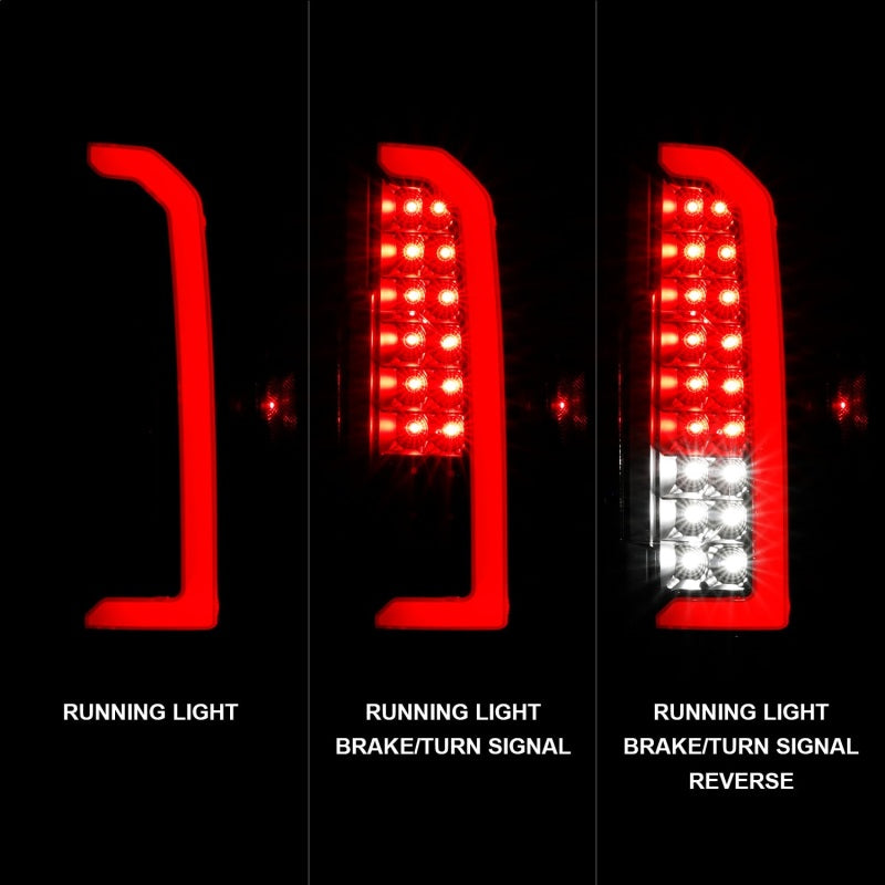ANZO 15-21 Chevrolet Colorado Full LED Tail Lights w/ Red Lightbar Black Housing Clear Lens - Burkken Auto Parts