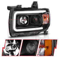ANZO 2015+ GMC Canyon Projector Headlights w/ Plank Style Design Black w/ Amber - Burkken Auto Parts