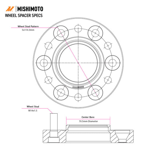 Mishimoto Wheel Spacers - 5X114.3 / 70.5 / 50 / M14 - Black