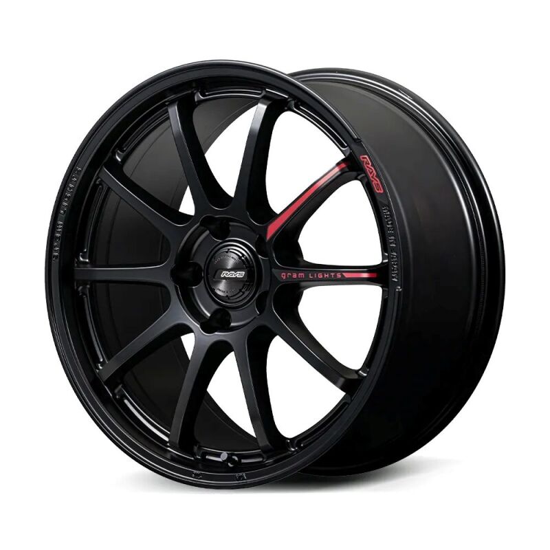 Gram Lights 57NR LIMITED II 18x8.5 +38 5-114.3 Semigloss Black Wheel w/ Black Cap/Stickers/Air Valve