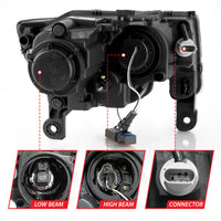 ANZO 2017-2018 Jeep Grand Cherokee Projector Headlights w/ Plank Style Switchback - Chrome w/ Amber - Burkken Auto Parts