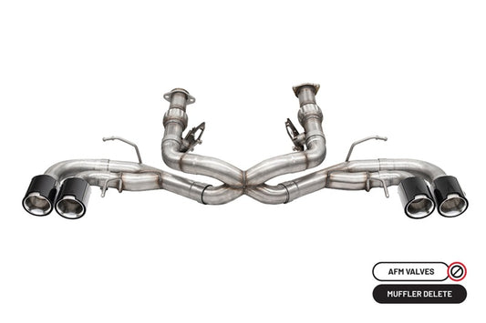 Corsa 2020-2025 Chevrolet Corvette C8 RWD 3in Track Cat-Back Delete Exhaust w/4.5in CF Polished Tips - Burkken Auto Parts