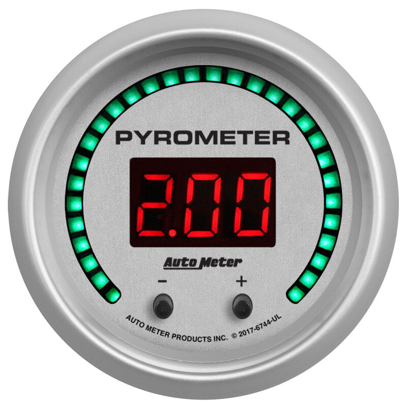 Autometer 52.4mm Silver Two Channel 0-2000 Degree Pyrometer (EGT) Ultra-Lite Elite Digital Gauge - Burkken Auto Parts