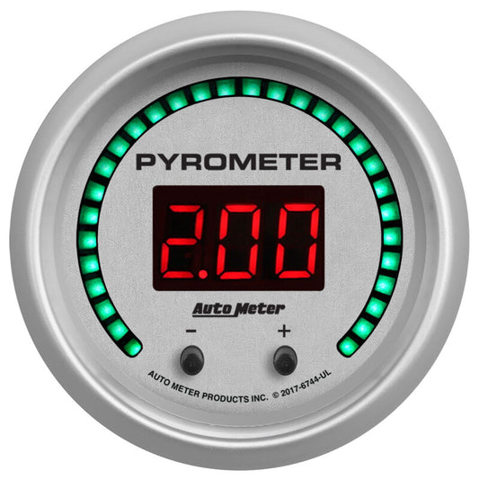 Autometer 52.4mm Silver Two Channel 0-2000 Degree Pyrometer (EGT) Ultra-Lite Elite Digital Gauge - Burkken Auto Parts