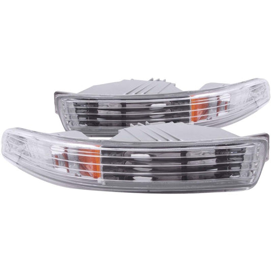 ANZO 1994-1997 Acura Integra Euro Parking Lights Chrome w/ Amber Reflector - Burkken Auto Parts