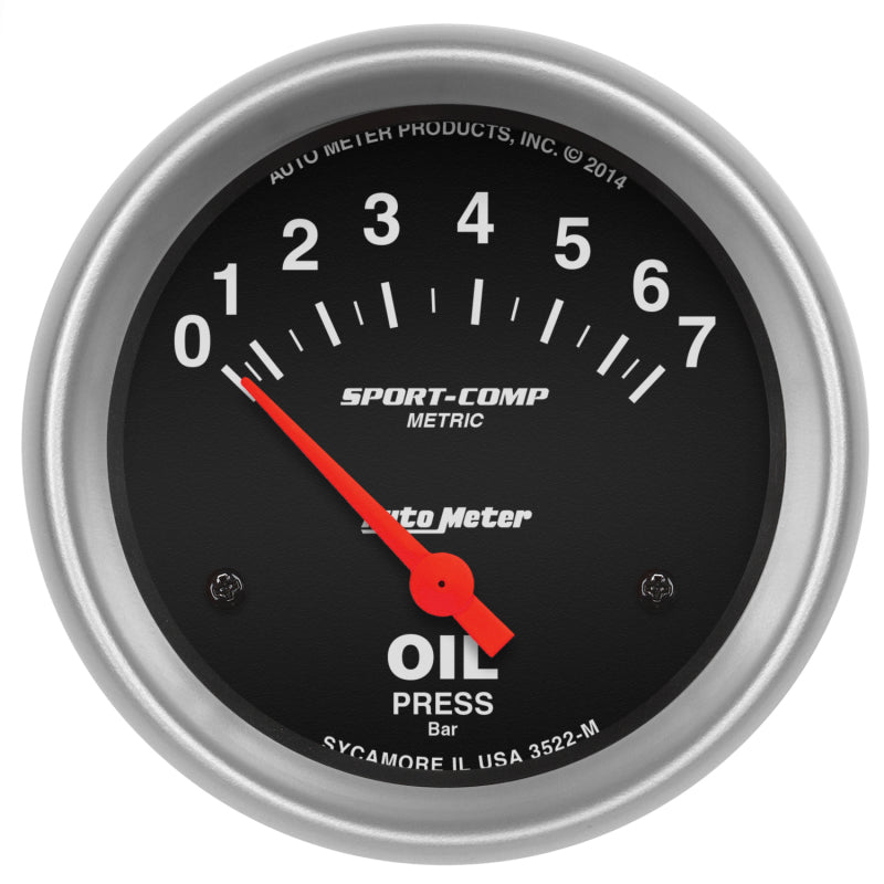 Autometer Sport-Comp 66.7mm 0-7 BAR Short Sweep Electronic Oil Pressure Gauge - Burkken Auto Parts