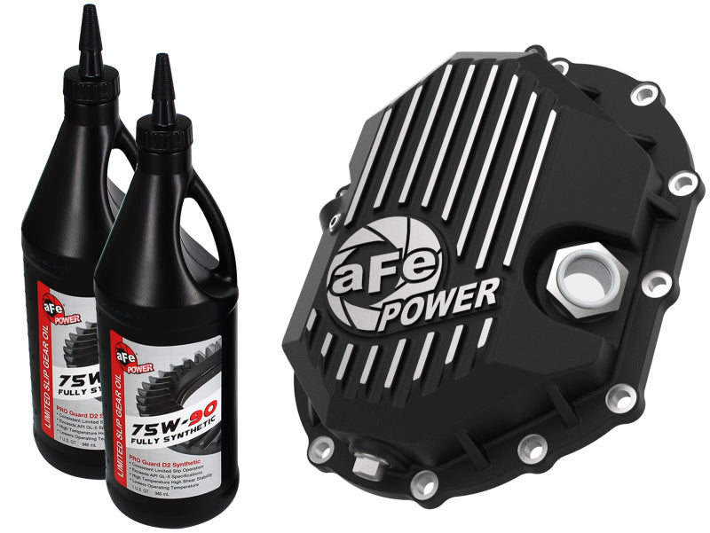 AFE Power 11-18 GM 2500-3500 AAM 9.25 Axle Front Diff Cover Black Machined w/ 2 Qts 75w90 Oil - Burkken Auto Parts