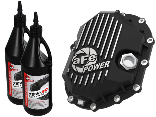 AFE Power 11-18 GM 2500-3500 AAM 9.25 Axle Front Diff Cover Black Machined w/ 2 Qts 75w90 Oil - Burkken Auto Parts