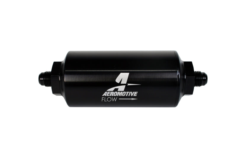 Aeromotive In-Line Filter - (AN-6 Male) 40 Micron Stainless Mesh Element Bright Dip Black Finish - Burkken Auto Parts
