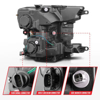 ANZO 2018-2020 Ford F-150 Projector Headlight w/ Plank Style Switchback Black Housing - Burkken Auto Parts