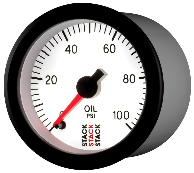 Autometer Stack 52mm 0-100 PSI 1/8in NPTF Male Pro Stepper Motor Oil Pressure Gauge - White - Burkken Auto Parts