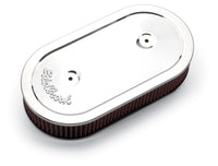 Edelbrock Air Cleaner Pro-Flo Series Oval Steel Top Cloth Element 13 5In X 7In X 3 5In Chrome - Burkken Auto Parts