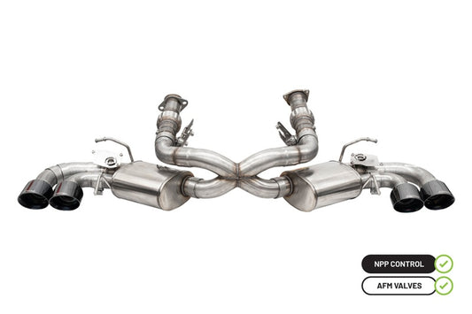 Corsa 2020-25 Corvette C8 3in Valved Cat-Back 4.5in Blk Quad Tips - Fits Factory Perf Exhaust w/ AFM - Burkken Auto Parts