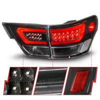 ANZO 11-13 Jeep Grand Cherokee LED Taillights w/ Lightbar Black Housing/Clear Lens 4pcs - Burkken Auto Parts