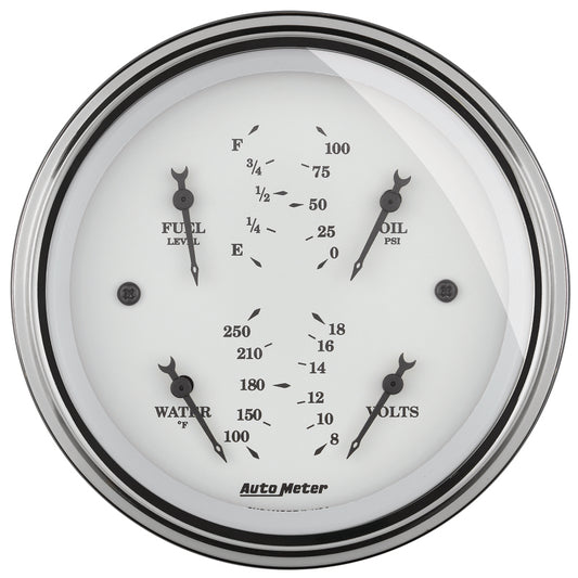 AutoMeter Gauge Quad 3-3/8in. 0 Ohm(e) to 90 Ohm(f)Elec Old Tyme White - Burkken Auto Parts