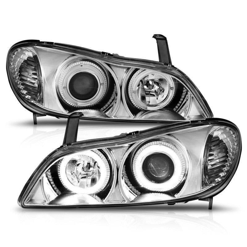 ANZO 2000-2004 Infiniti I30 Projector Headlights w/ Halo Chrome - Burkken Auto Parts