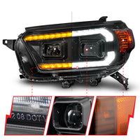 ANZO 10-13 Toyota 4Runner Projector Headlights - Black - Burkken Auto Parts