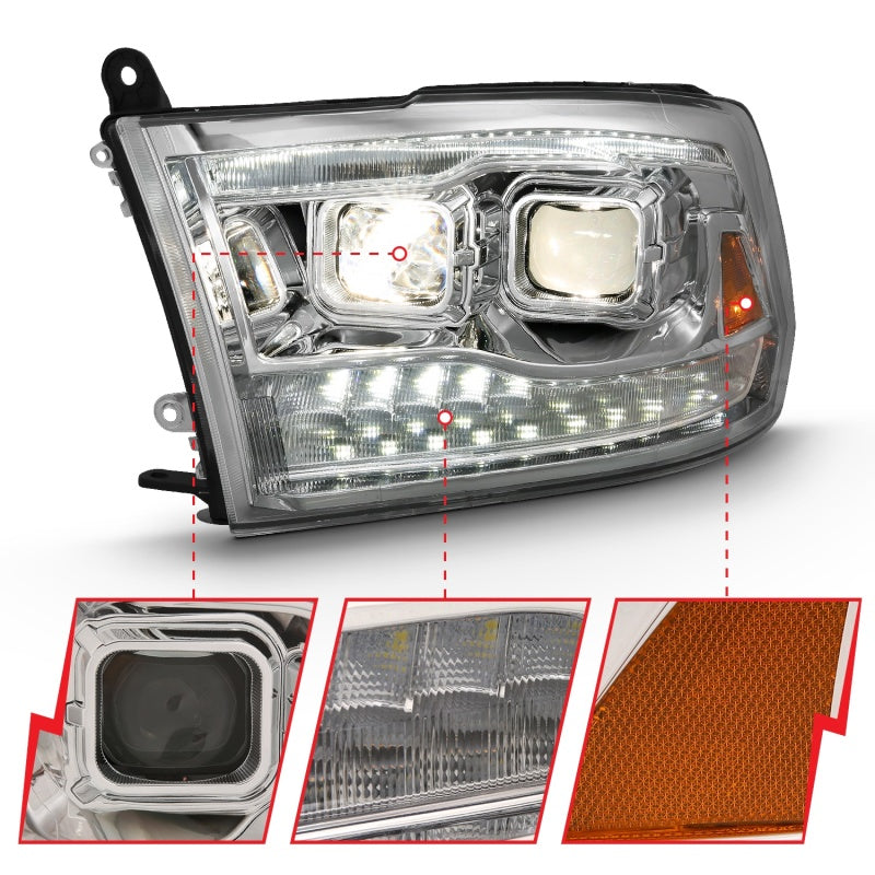 ANZO 2009-2018 Dodge Ram 1500 Projector H.L. Switchback Black Amber - Burkken Auto Parts