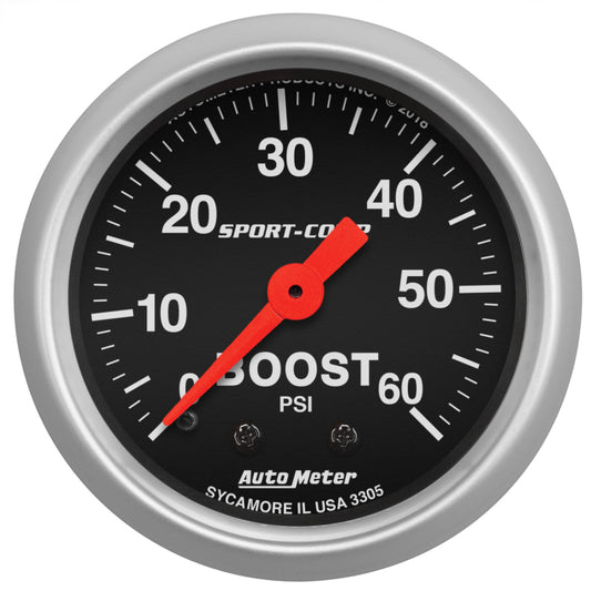 AutoMeter 2-1/16in 0-60 PSI Mechanical Sport-Comp Boost Pressure Gauge - Burkken Auto Parts