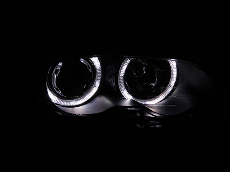 ANZO 1999-2001 BMW 3 Series E46 Projector Headlights w/ Halo Black - Burkken Auto Parts