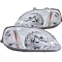 ANZO 1999-2000 Honda Civic Crystal Headlights Chrome - Burkken Auto Parts