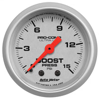 Autometer Ultra-Lite 52mm 0-15 PSI Mechanical Boost Gauge - Burkken Auto Parts