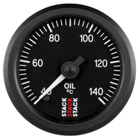 Autometer Stack 52mm 40-140 Deg C 1/8in NPTF Male Pro Stepper Motor Oil Temp Gauge - Black - Burkken Auto Parts