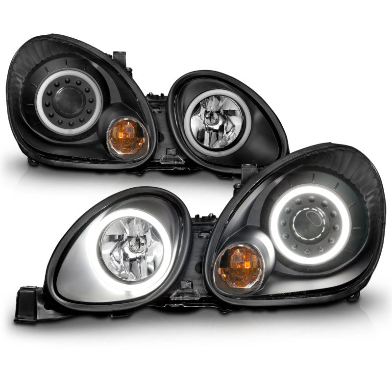 ANZO 1998-2005 Lexus Gs300 Projector Headlights w/ Halo Black - Burkken Auto Parts