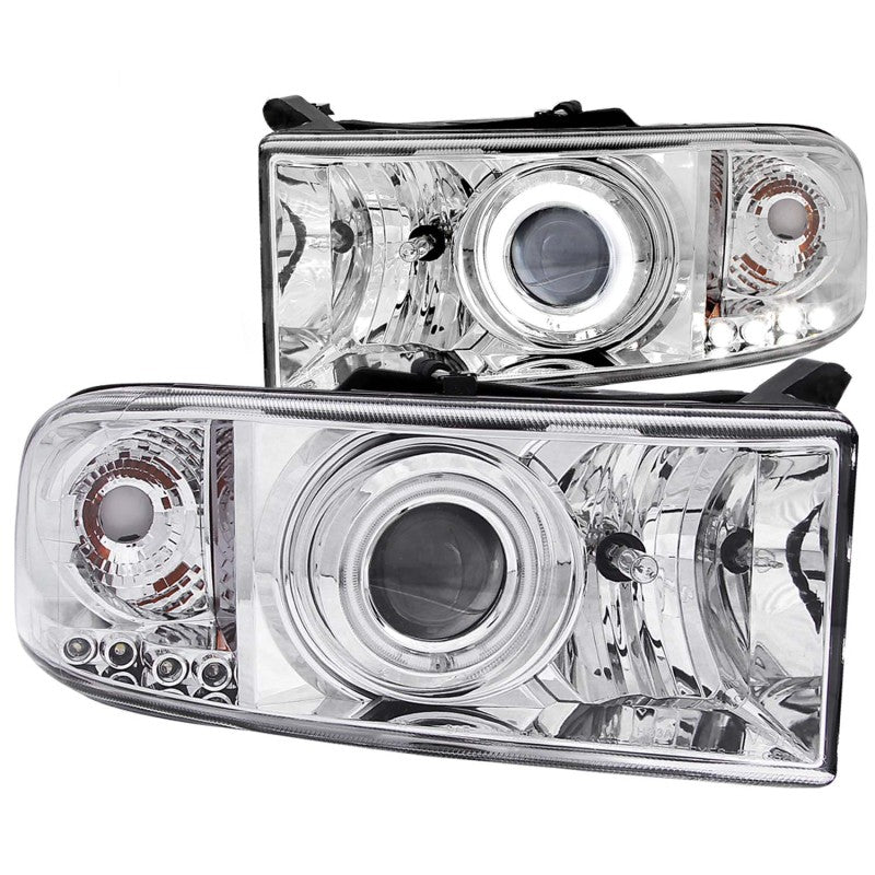 ANZO 1994-2001 Dodge Ram Projector Headlights w/ Halo Chrome - Burkken Auto Parts